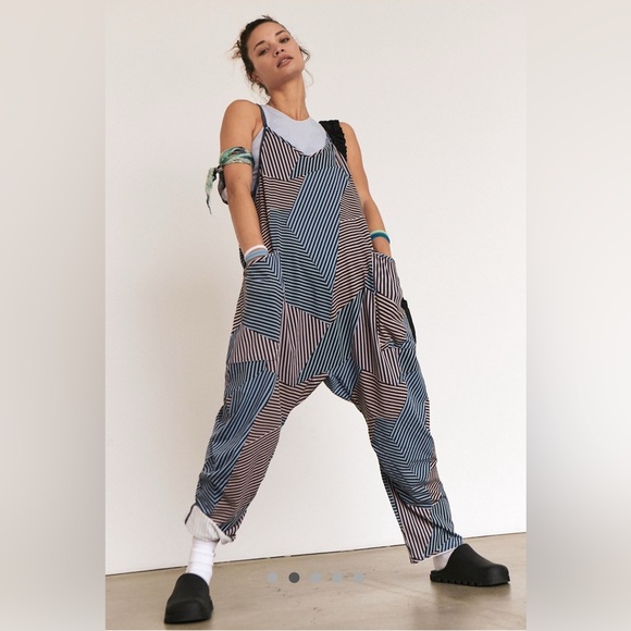FP Movement hot shot onsie Geometric Blue and Black stripes - Picture 1 of 5